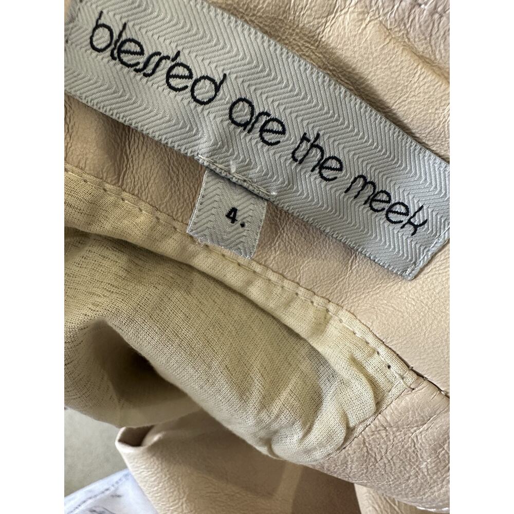 Blessed Are The Meek Leather Dress A-Line Fit & Flare Tan Sleeveless Size 4 - Picture 6 of 16